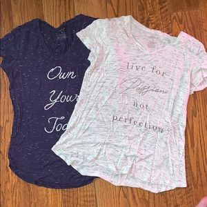 Two rayon graphic short tunics